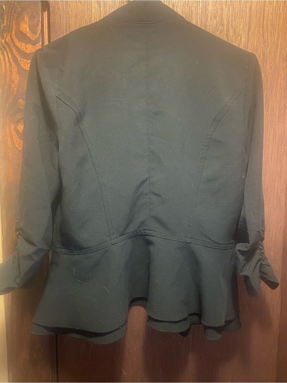 Black Ruffled Double-Breasted Blazer - Picture 3 of 3